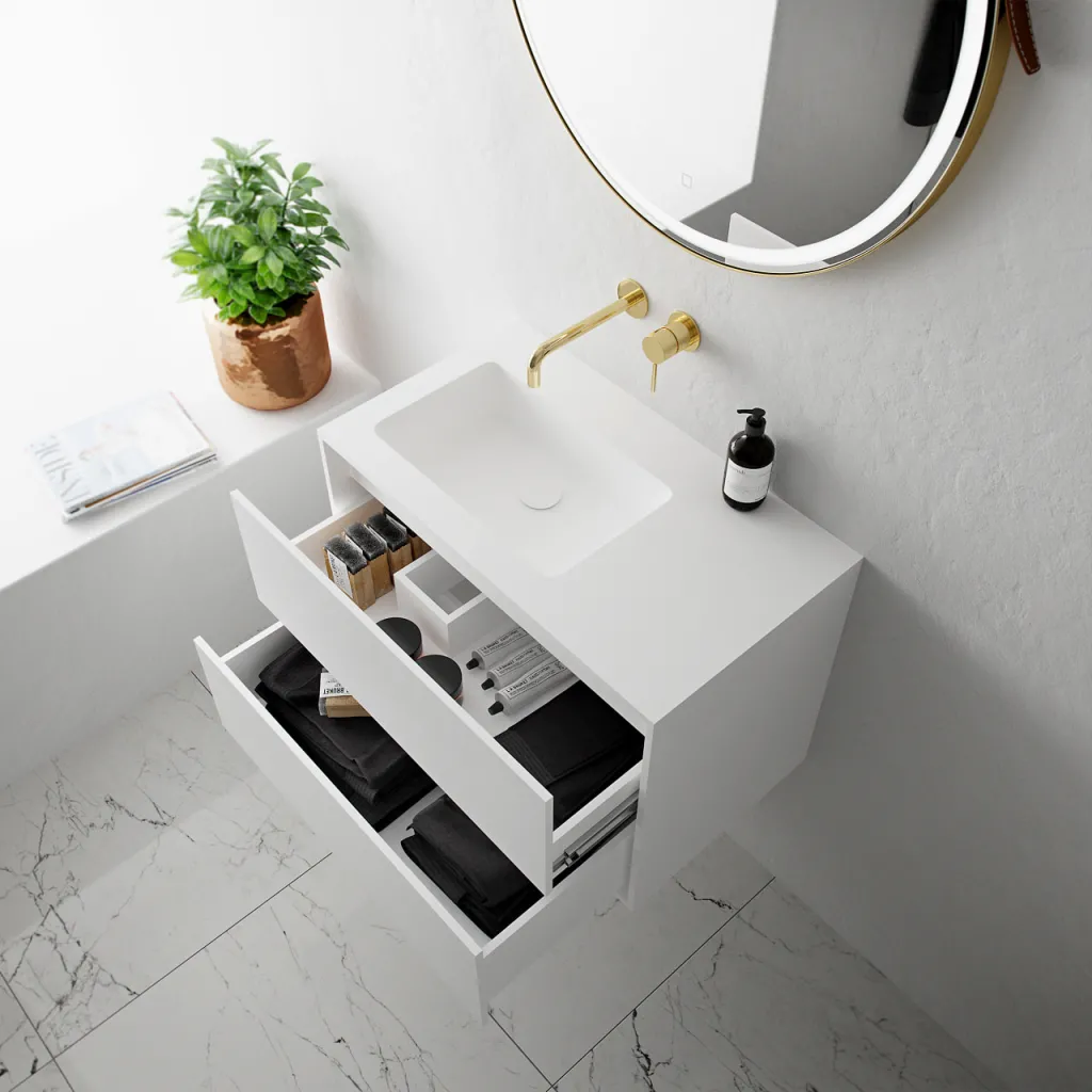 Compact 2 Waterproof 70X40L - Wäscheschrank, Mattweiß SolidTec®