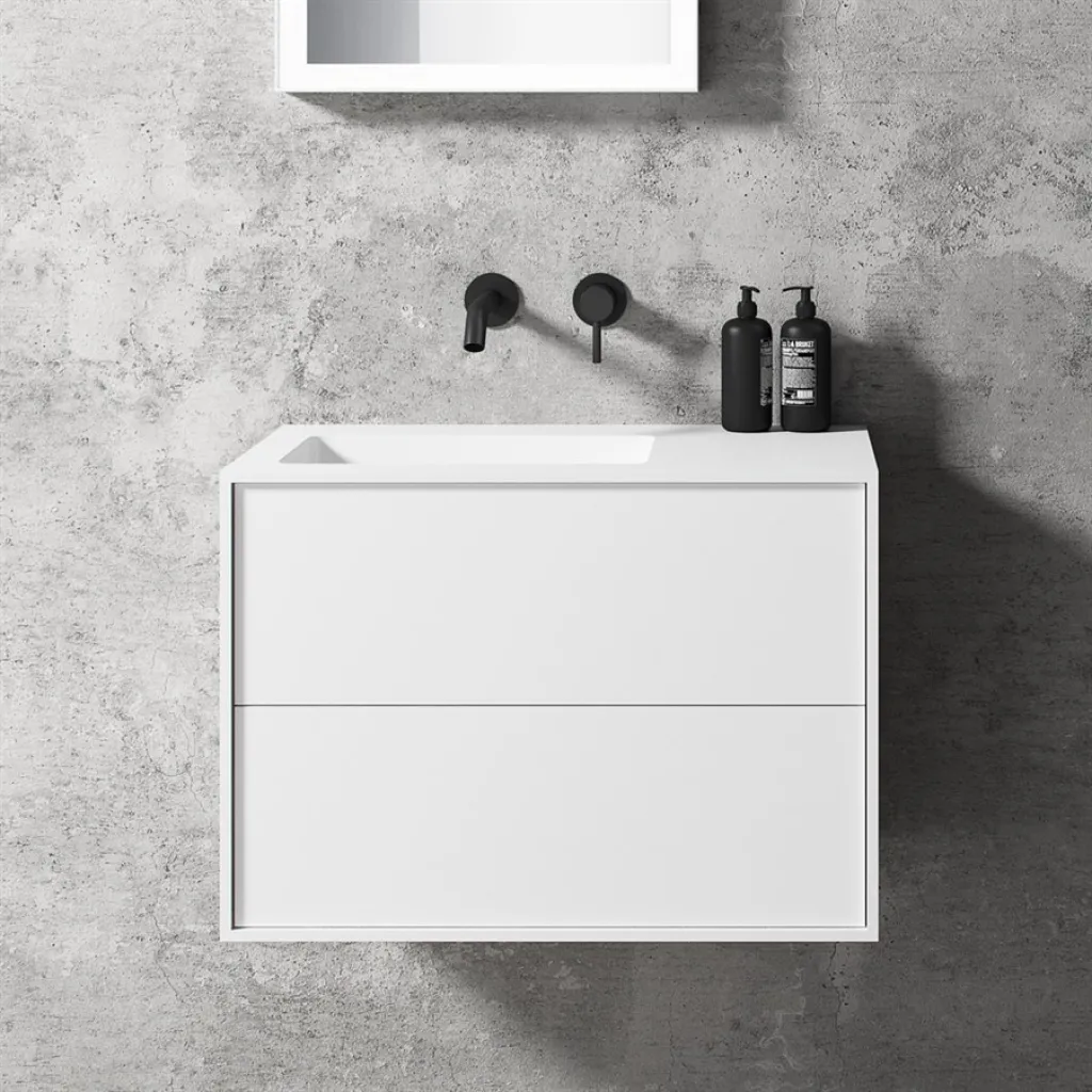 Compact 2 Waterproof 70X40L - Wäscheschrank, Mattweiß SolidTec®