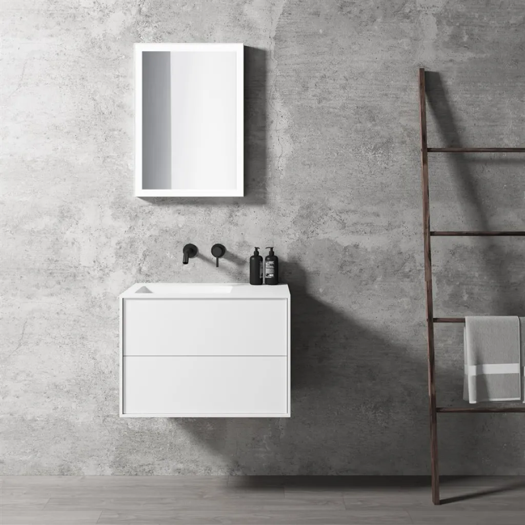 Compact 2 Waterproof 70X40L - Wäscheschrank, Mattweiß SolidTec®