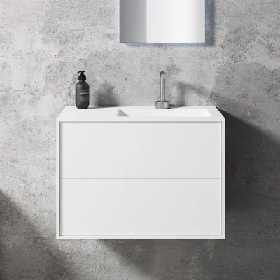 Compact 2 Waterproof 70X40R - Wäscheschrank, Mattweiß SolidTec®