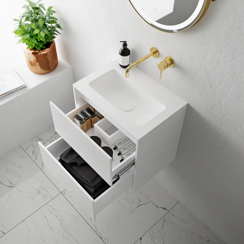 Compact 2 Waterproof 50X35 - Wäscheschrank, Mattweiß SolidTec®