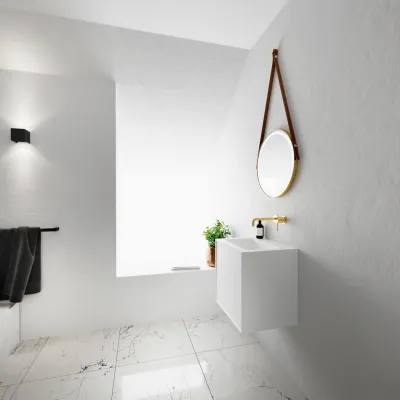 Compact 2 Waterproof 50X40 - Wäscheschrank, Mattweiß SolidTec®