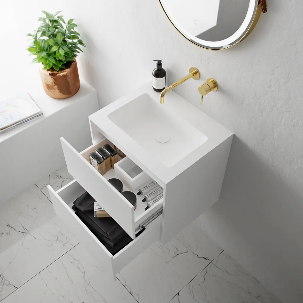 Compact 2 Waterproof 50X40 - Wäscheschrank, Mattweiß SolidTec®