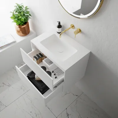 Compact 2 Waterproof 60x40 - Wäscheschrank, Mattweiß SolidTec®
