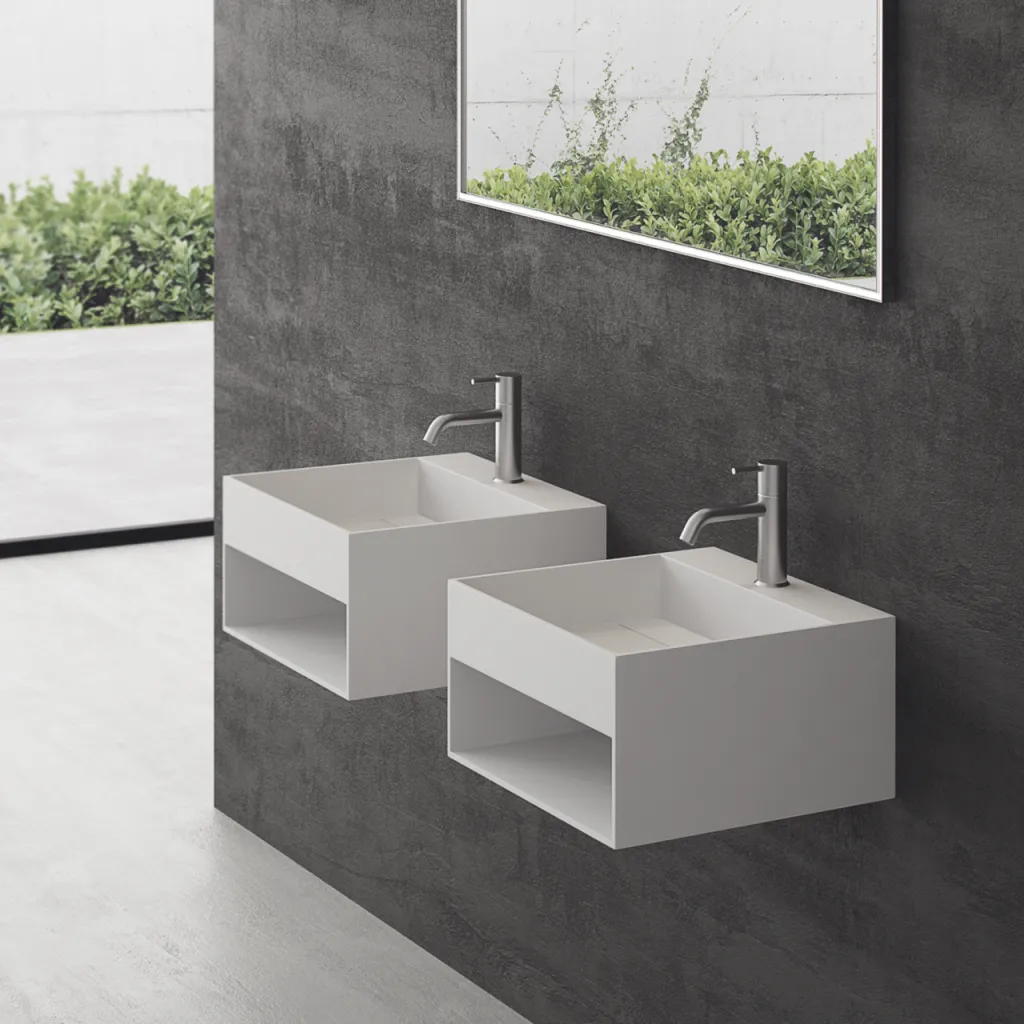 Boxo 45L - 45x40 Waschbecken mit Ablage, Mathvid SolidTec®