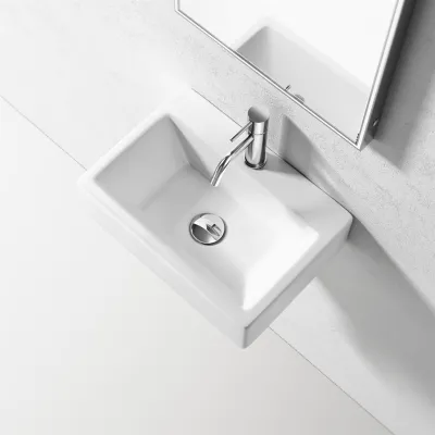 ArkiLife Square Code 430 - 43x30 cm, Weißes Porzellanwaschbecken