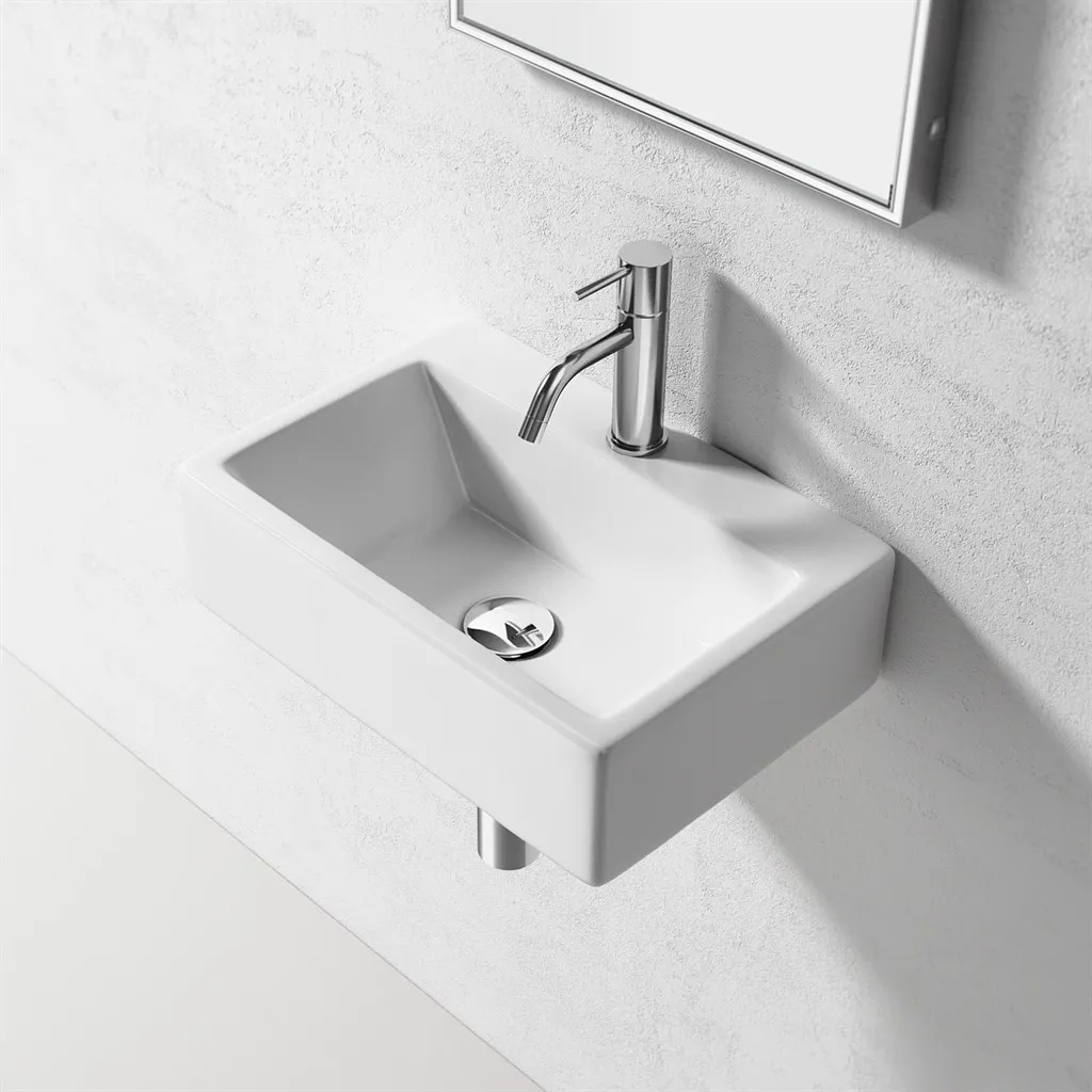 ArkiLife Square Code 430 - 43x30 cm, Weißes Porzellanwaschbecken