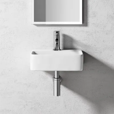 Lissoni S4030 - 40x30 cm, Weißes Porzellanwaschbecken