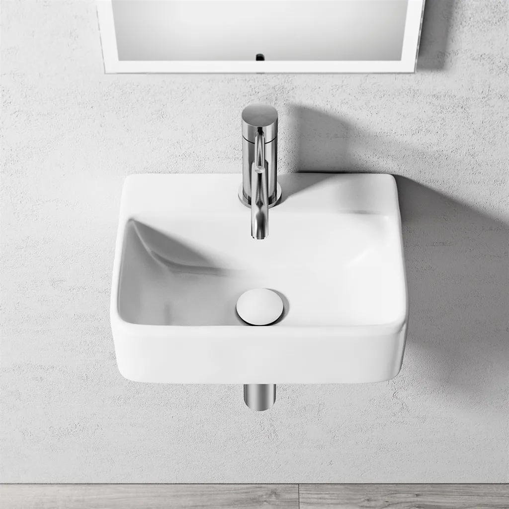 Lissoni S4030 - 40x30 cm, Weißes Porzellanwaschbecken