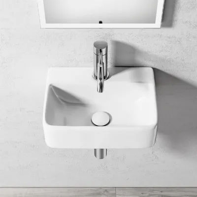 Lissoni S4030 - 40x30 cm, Weißes Porzellanwaschbecken