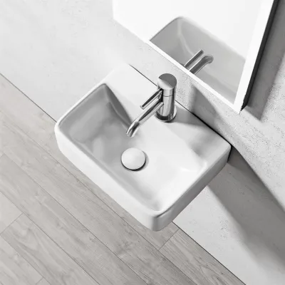Lissoni S4030 - 40x30 cm, Weißes Porzellanwaschbecken
