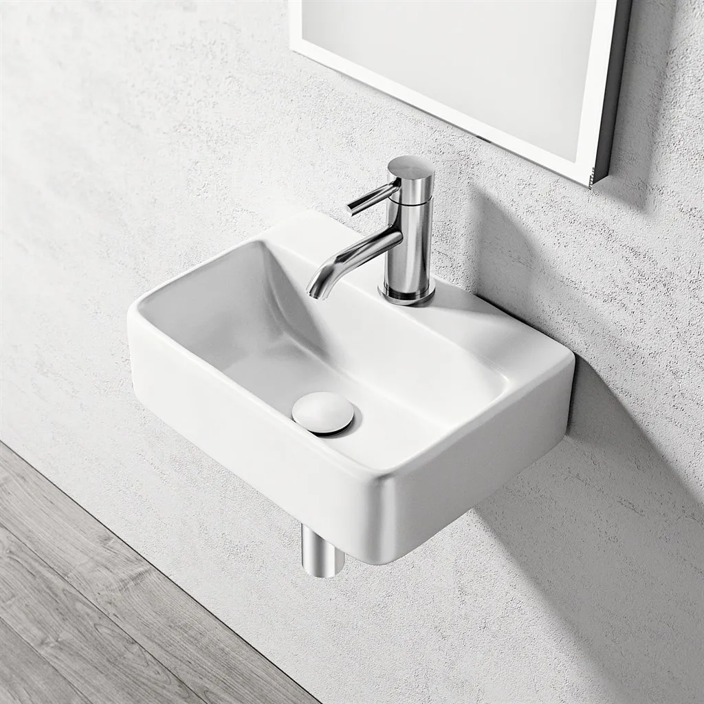 Lissoni S4030 - 40x30 cm, Weißes Porzellanwaschbecken