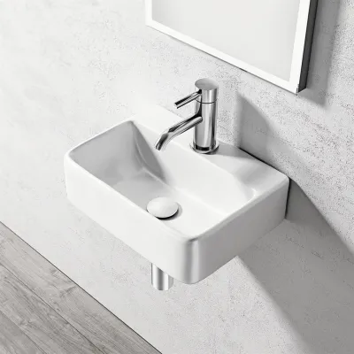 Lissoni S4030 - 40x30 cm, Weißes Porzellanwaschbecken