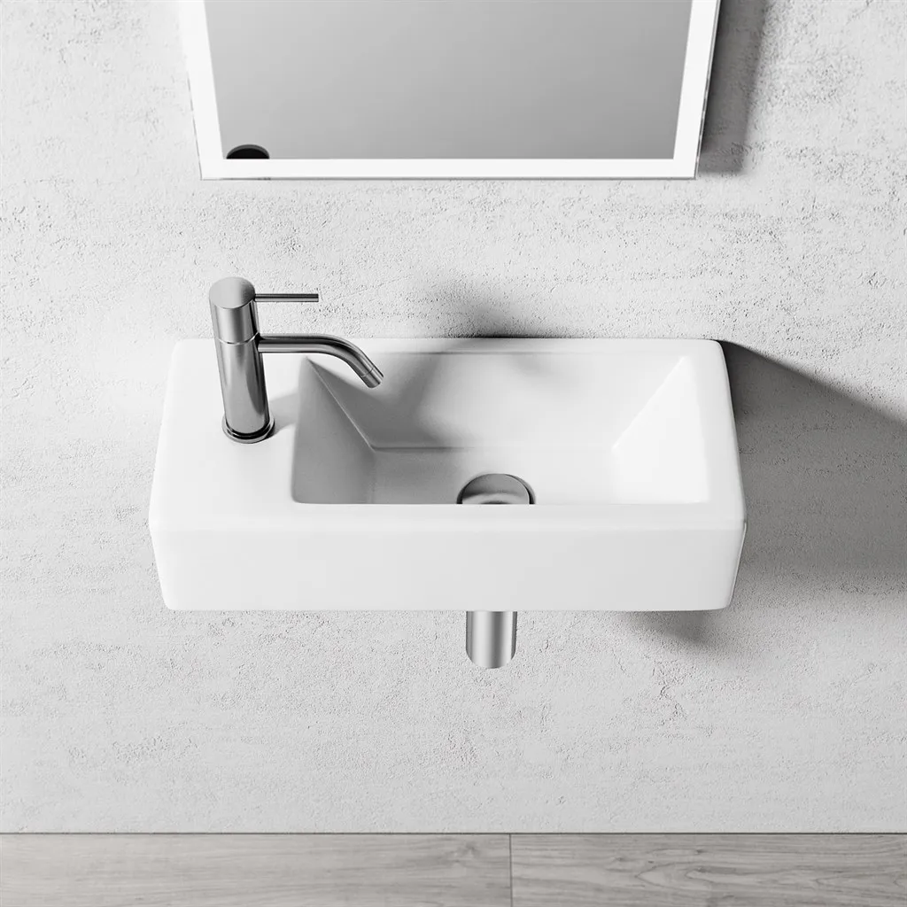 Square Code 500 - 50x25 cm, Weißes Porzellanwaschbecken