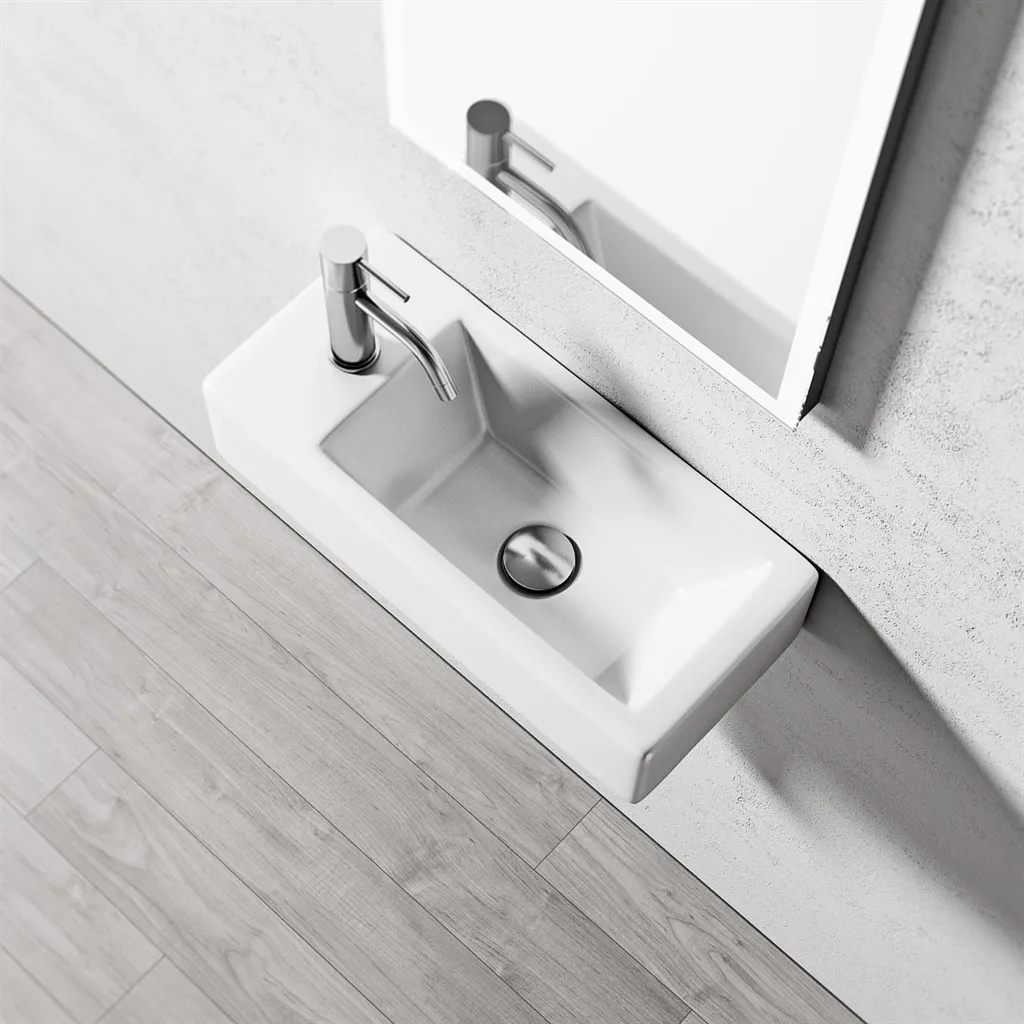Square Code 500 - 50x25 cm, Weißes Porzellanwaschbecken