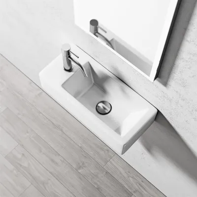 Square Code 500 - 50x25 cm, Weißes Porzellanwaschbecken