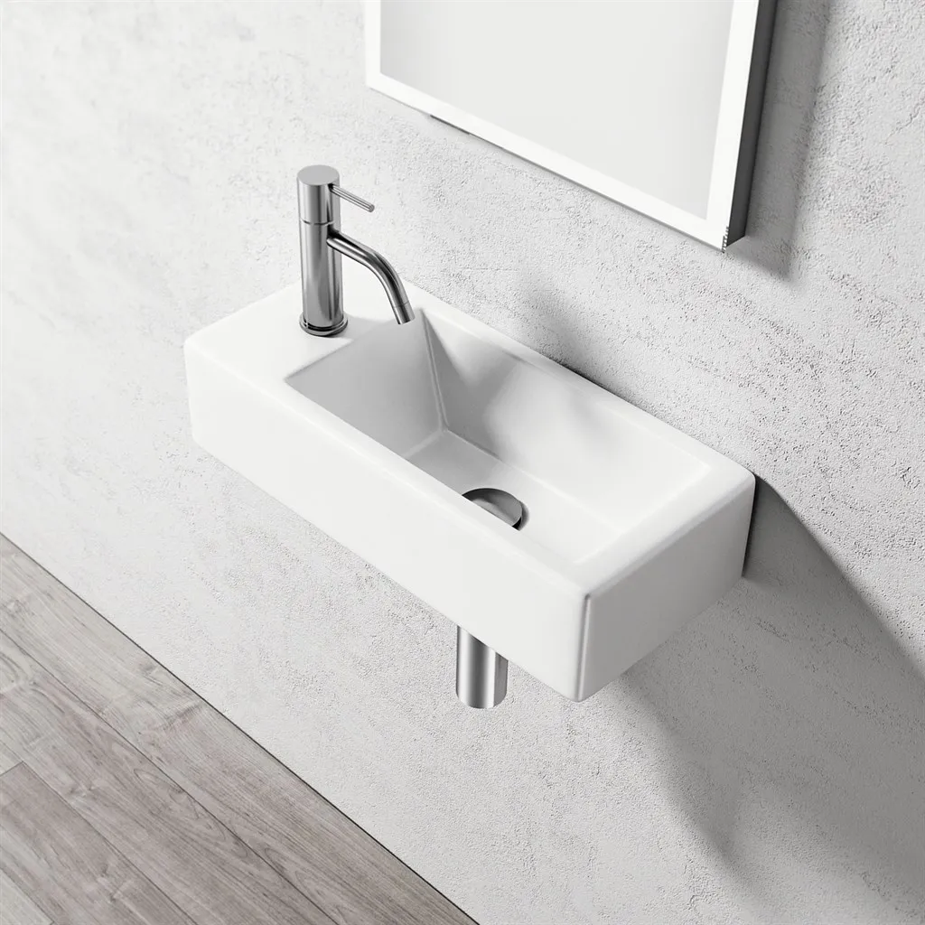Square Code 500 - 50x25 cm, Weißes Porzellanwaschbecken
