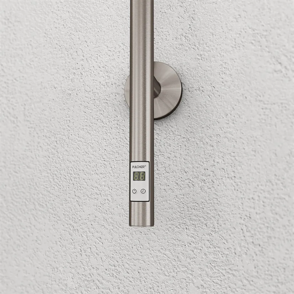 Pulcher® Style PS14 - Elektrischer Handtuchwärmer mit Timer, gebürsteter Edelstahl