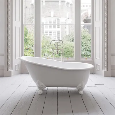 The Joyus 156 - Weiße, emaillierte Badewanne aus Gusseisen
