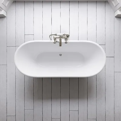 The York 170 - Schwarz-weiße Badewanne aus emailliertem Gusseisen