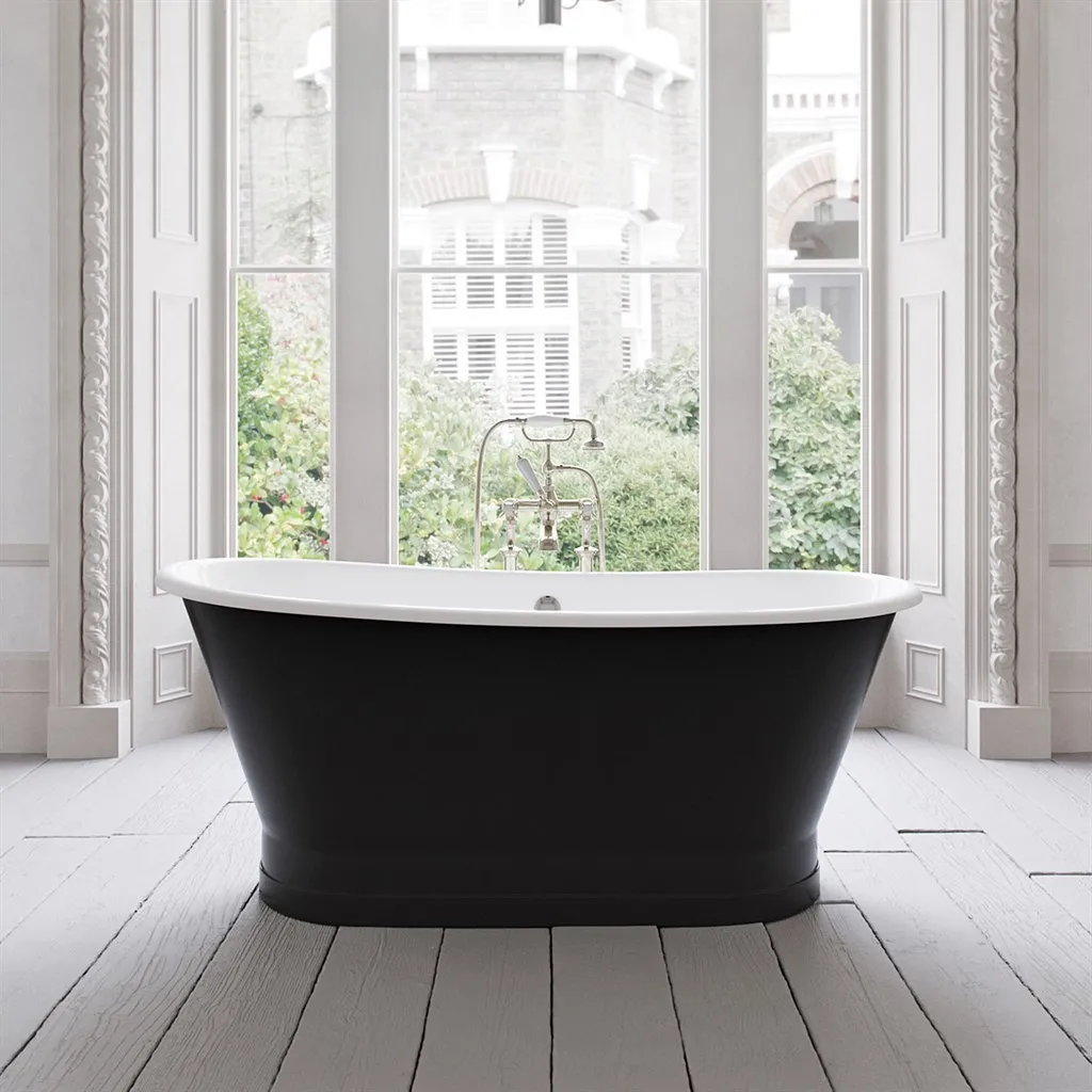 The York 170 - Schwarz-weiße Badewanne aus emailliertem Gusseisen