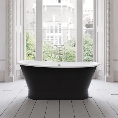 The York 170 - Schwarz-weiße Badewanne aus emailliertem Gusseisen
