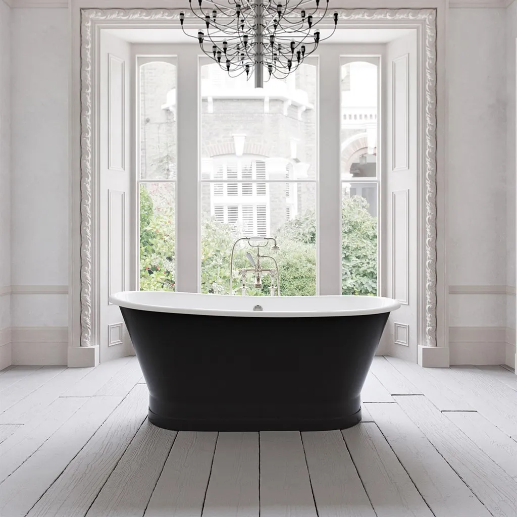 The York 170 - Schwarz-weiße Badewanne aus emailliertem Gusseisen
