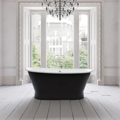 The York 170 - Schwarz-weiße Badewanne aus emailliertem Gusseisen