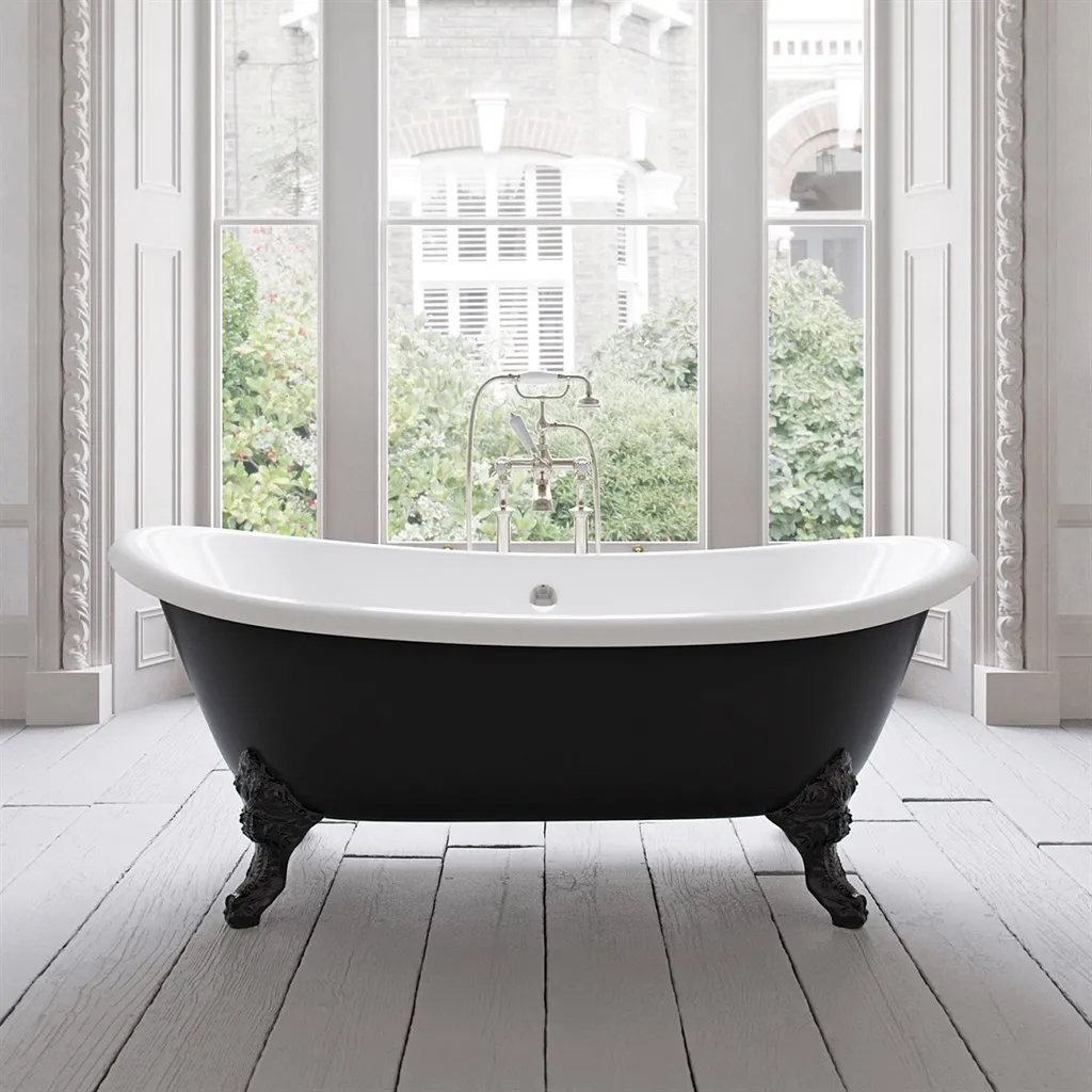 The Suite 183 - Mattschwarze, emaillierte Badewanne aus Gusseisen