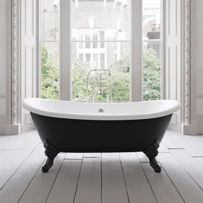 The Suite 183 - Mattschwarze, emaillierte Badewanne aus Gusseisen