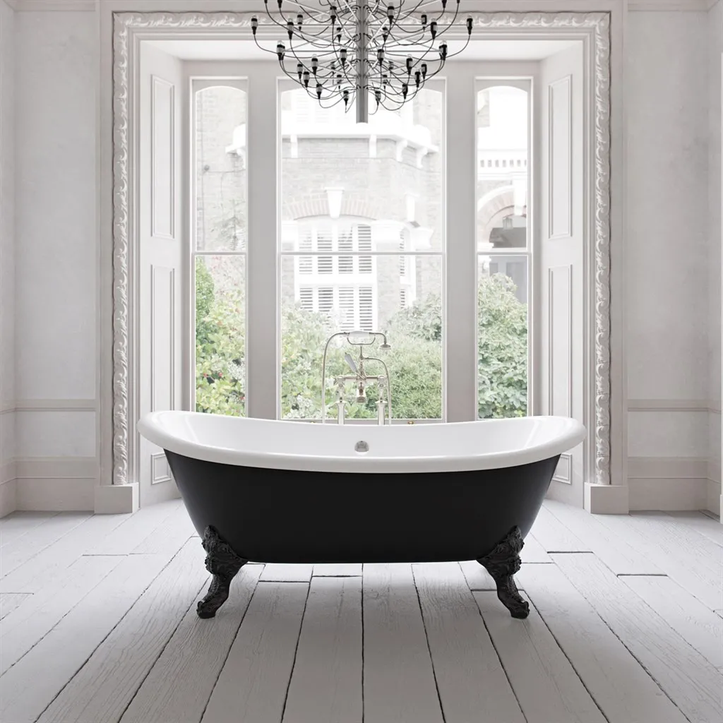 The Suite 183 - Mattschwarze, emaillierte Badewanne aus Gusseisen