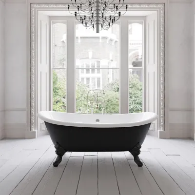 The Suite 183 - Mattschwarze, emaillierte Badewanne aus Gusseisen