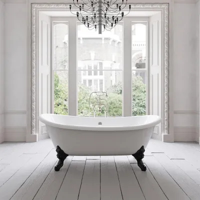 The Suite 183 - Black & White Badewanne aus emailliertem Gusseisen