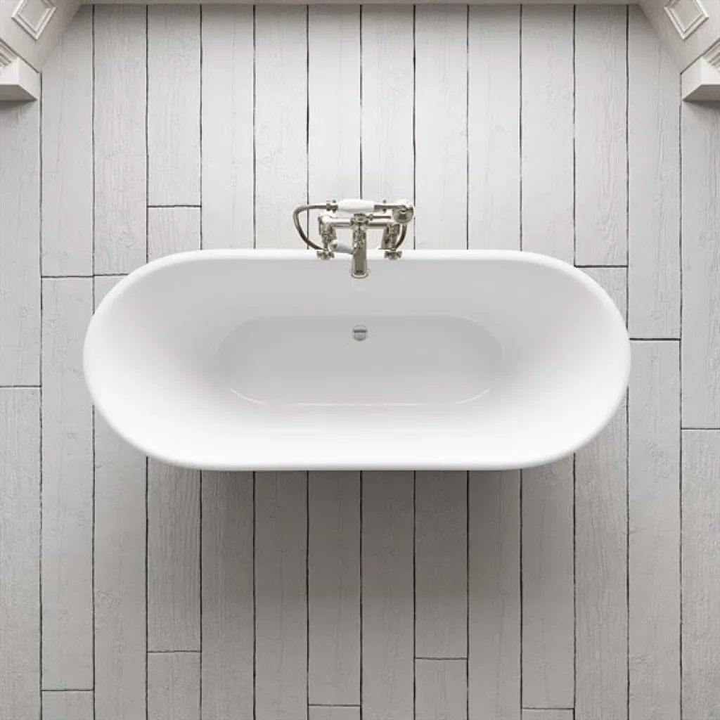 The Esqusit 170 - Badewanne aus Gusseisen, Weiß / Messing Natur