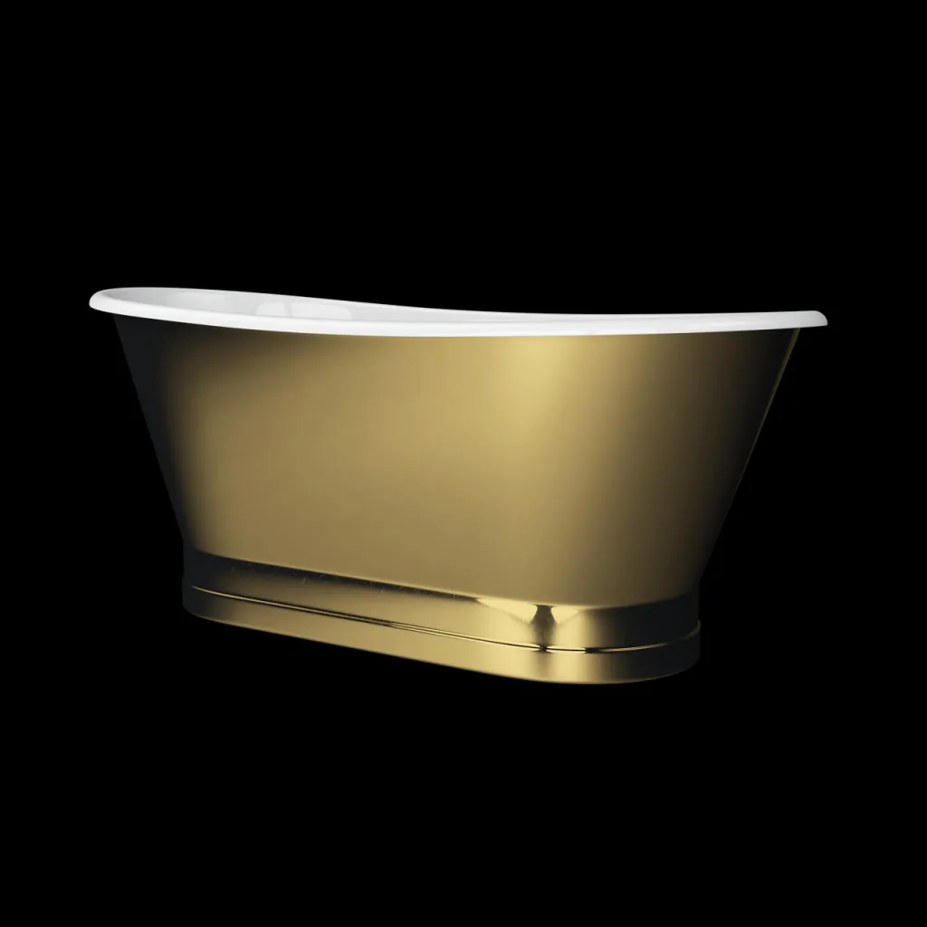 The Esqusit 170 - Badewanne aus Gusseisen, Weiß / Messing Natur