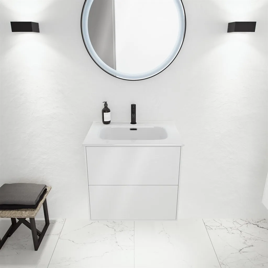 ArkiLife Cobus ACC60 - Slim-Design Badezimmermöbel 61x46,5 cm mit Porzellanwaschbecken