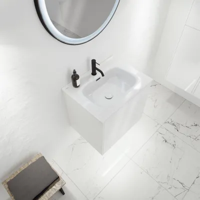 ArkiLife Cobus ACC60 - Slim-Design Badezimmermöbel 61x46,5 cm mit Porzellanwaschbecken