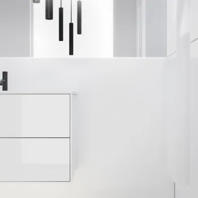 ArkiLife Cobus ACC100 - 100,5 x 46,5, Slim-Frame-Möbel, Hochglanzweiß mit Sanistone-Spüle