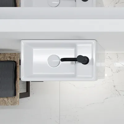 ArkiLife® Cobus ACC40 - Quadratische, kompakte Badezimmermöbel 40 x 22 cm mit Porzellanwaschbecken