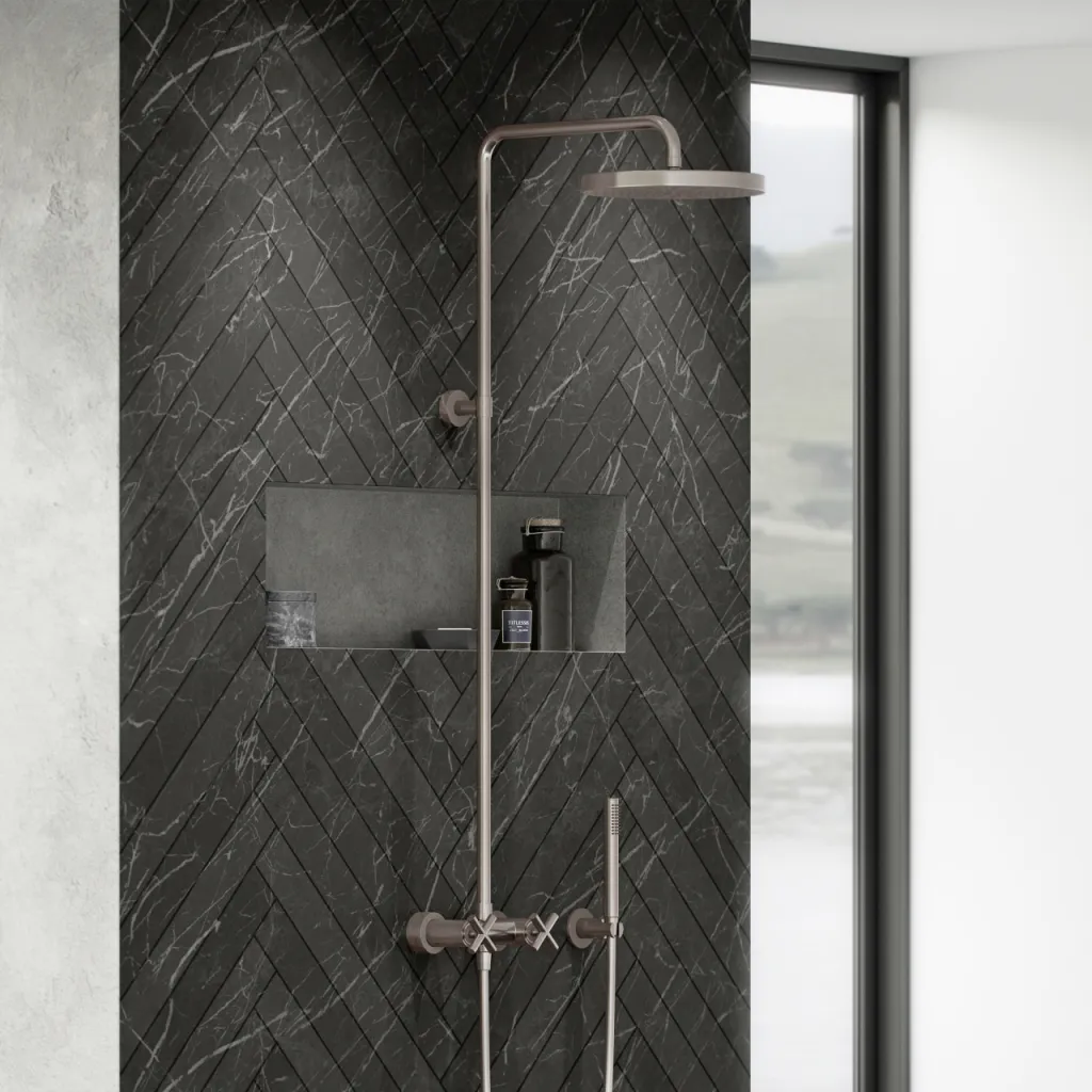 Fly Classic FBR7100 - XL Rain DeLux Dusche Ø24, PVD gebürsteter Stahl