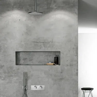 Classwell C18 S03 - Thermostatset XL Rain DeLuxe Ø20 mit Deckenrohr, gebürsteter Edelstahl