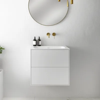 Pulcher Mood 60 Soft - Badmöbel 60x46 cm, Mattweiß mit SolidTec® Waschbecken