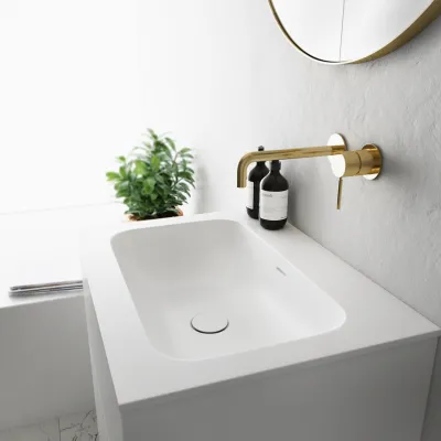 Pulcher Mood 60 Soft - Badmöbel 60x46 cm, Mattweiß mit SolidTec® Waschbecken