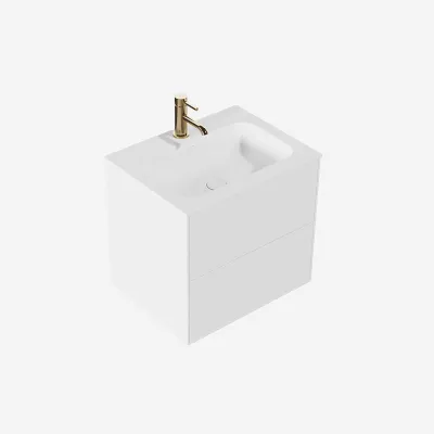Pulcher Mood 60 Soft - Badmöbel 60x46 cm, Mattweiß mit SolidTec® Waschbecken