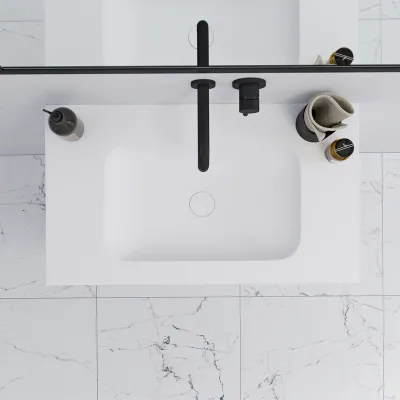 Pulcher Mood 80 Soft - Badmöbel 80x46 cm, Mattweiß mit SolidTec® Waschbecken