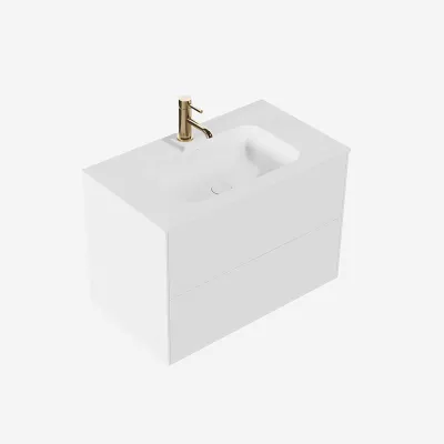 Pulcher Mood 80 Soft - Badmöbel 80x46 cm, Mattweiß mit SolidTec® Waschbecken