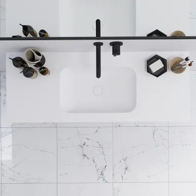 Pulcher Mood 120 Soft - Badmöbel 120x46 cm, Mattweiß mit SolidTec® Waschbecken
