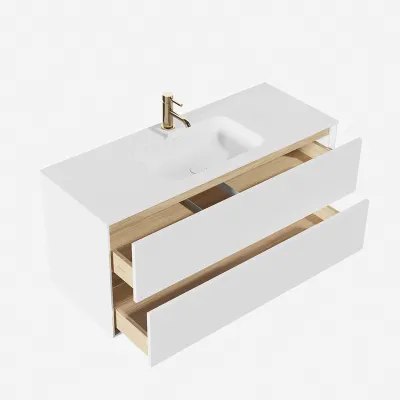 Pulcher Mood 120 Soft - Badmöbel 120x46 cm, Mattweiß mit SolidTec® Waschbecken