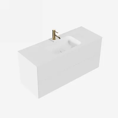 Pulcher Mood 120 Soft - Badmöbel 120x46 cm, Mattweiß mit SolidTec® Waschbecken