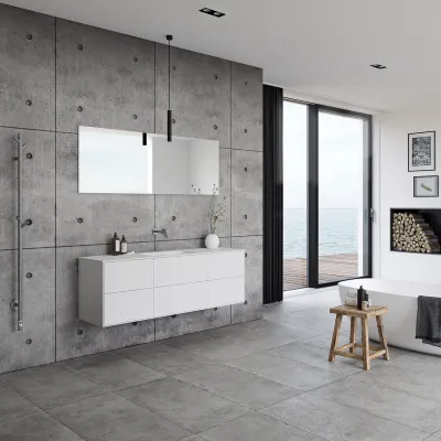 Pulcher Mood 160 Soft - Badezimmermöbel 160x46 cm, Mathvid mit SolidTec®-Waschbecken